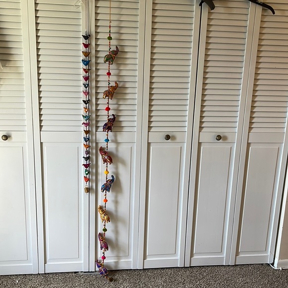 2 Hanging Decorative Cloth/"Jewels" Elephants & Birds Decorative Wall Hangings - Picture 1 of 7